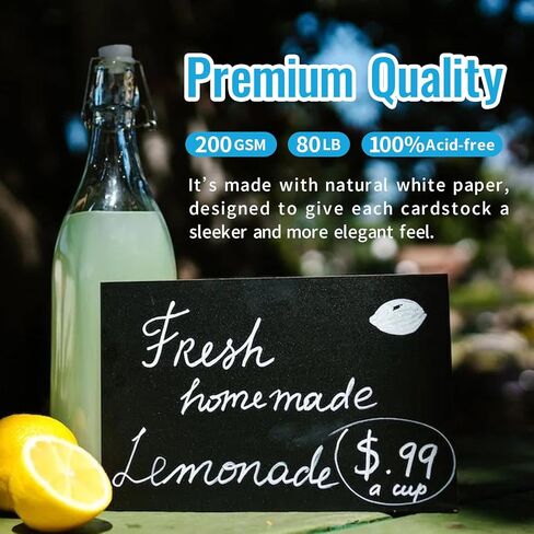 Rcybeo White Black Mixed Cardstock Paper, 100 Sheet Card Stock Thick Paper 80 lb/200 gsm Paper. 8.5 × 11 inch, Heavy Weight Cover Stock Craft for Arts Crafts DIY, Invitations, Card Making, Printing in Kuwait