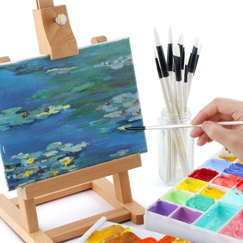مجموعة فرش رسم فنية مكونة من 14 قطعة من ترانسون للأكريليك والألوان المائية والغواش والزيت والهوايات باللون الأبيض in Kuwait