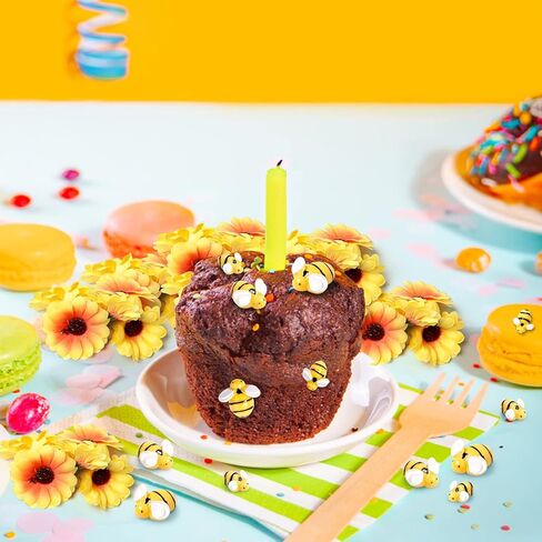 50 قطعة من Yzzsjc ديكور النحل الصغير من الراتنج مع 50 قطعة من الحرير الاصطناعي الصغير رؤوس عباد الشمس الصفراء 3 مقاسات على شكل نحلة تلعثم حرفية ونسيج تزيين زهور عباد الشمس DIY ديكور in Kuwait