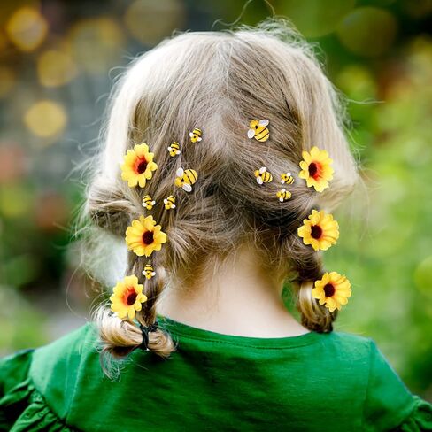 50 قطعة من Yzzsjc ديكور النحل الصغير من الراتنج مع 50 قطعة من الحرير الاصطناعي الصغير رؤوس عباد الشمس الصفراء 3 مقاسات على شكل نحلة تلعثم حرفية ونسيج تزيين زهور عباد الشمس DIY ديكور in Kuwait