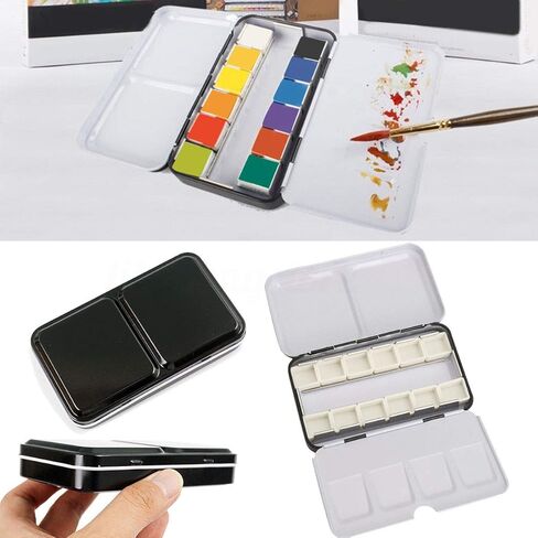 Whiskey Painters Lightweight, Compact, 12 pan Watercolor Paint Palette box Urban Artist Travel Set, Pocket Size, Indoors or Outdoors. Colors NOT included in Saudi Arabia