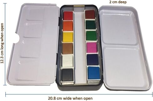 Whiskey Painters Lightweight, Compact, 12 pan Watercolor Paint Palette box Urban Artist Travel Set, Pocket Size, Indoors or Outdoors. Colors NOT included in Saudi Arabia