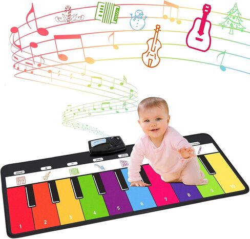 بساط البيانو، M SANMERSEN، بساط البيانو للأطفال الصغار مع 28 صوتًا موسيقيًا، لوحة مفاتيح موسيقى البيانو، ألعاب تنموية للأطفال، ألعاب تعليمية لعمر 1 2 3 4 5 سنوات من الفتيات والأولاد وأعياد الميلاد in Kuwait