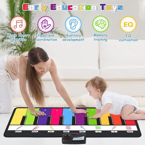 بساط البيانو، M SANMERSEN، بساط البيانو للأطفال الصغار مع 28 صوتًا موسيقيًا، لوحة مفاتيح موسيقى البيانو، ألعاب تنموية للأطفال، ألعاب تعليمية لعمر 1 2 3 4 5 سنوات من الفتيات والأولاد وأعياد الميلاد in Kuwait