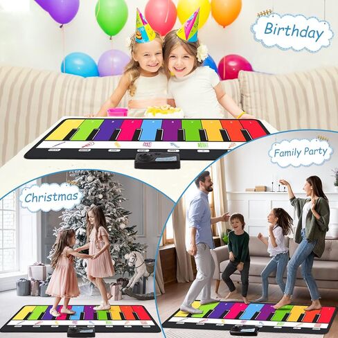 بساط البيانو، M SANMERSEN، بساط البيانو للأطفال الصغار مع 28 صوتًا موسيقيًا، لوحة مفاتيح موسيقى البيانو، ألعاب تنموية للأطفال، ألعاب تعليمية لعمر 1 2 3 4 5 سنوات من الفتيات والأولاد وأعياد الميلاد in Kuwait