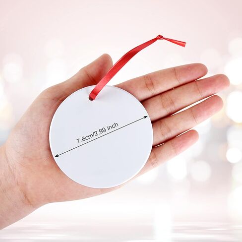 ايليكلاند 12 قطعة من الحلي السيراميك التسامي الفارغة مع شريط، اقراص سيراميك معلقة لعيد الميلاد، حلي فارغة مستديرة غير مكتملة، ديكور عيد الميلاد المعلق، ديكورات اشجار الكريسماس in Kuwait