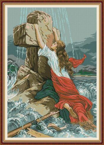 جوي سنداي مجموعة تطريز متقاطعة 14 قيراط من مجموعة التطريز للمبتدئين بنمط غير مطبوع - ريسكيو in Kuwait