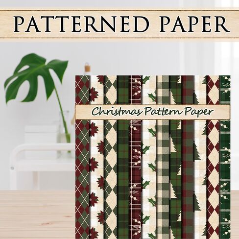 Whaline 24Pcs Christmas Pattern Paper Christmas Tree Snowflake Plaid Scrapbook Specialty Paper Double Sided Decorative Craft Paper For DIY Card Making Photo Album Decor, 11.8 x 11.8 Inch in Saudi Arabia