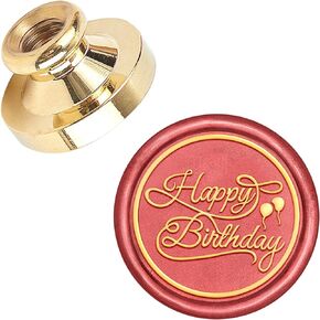CRASPIRE Happy Birthday 25mm Wax Seal Stamp Head Replacement Sealing Brass Stamp Head Olny No Handle Removable Brass Head for Wedding Invitations Gift Envelopes Cards Decoration