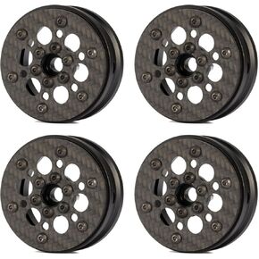 4 قطع من Linsvirgo عجلات من ألياف الكربون مقاس 1.9 بوصة، إطارات عجلات خفيفة الوزن للغاية تناسب سيارة الزاحف 1/10 RC TRX4 TRX6 المحورية SCX10 I II III 90046 AXI03007 Capra Element Enduro Gmade R1 - C in Kuwait