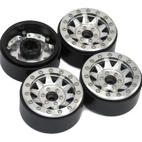 عجلات HOBBYSOUL RC 1.9 Beadlock باللون الأزرق والأسود شديدة التحمل 1.9 عجلات زاحفة 128 جرام/حافة تناسب Traxxas TRX-4 / Axial SCX10 90047 SCX10 III/Redcat Gen8 / RC4WD D90 D110 TF2 / Tamiay CC01، (4 عبوات)