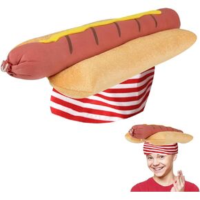 ArtCreativity Funny Hot Dog Hat, 1 PC, Fun Fast Food Hotdog Hat, Soft Plush Costume Accessory Hat, Pizza Party Supplies Decorations, One Size Fits Most, Crazy Silly Hat for Halloween in Saudi Arabia