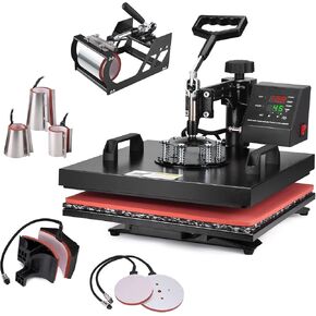 ماكينة ضغط حراري 8 في 1 من Slendor مقاس 15 × 15 بوصة، تأرجح 360 درجة بعيدًا، آلة ضغط تي شيرت رقمية متعددة الوظائف، مجموعة تصعيد نقل الحرارة للقمصان والأكواب وغطاء لوحة القبعة in Kuwait