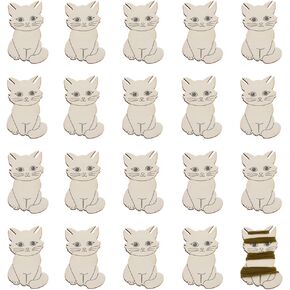 BENECREAT 20Pcs Cat Embroidery Bobbins, Wood Winding Plates Embroidery Thread Cards Cross Stitch Bobbin Cardboard Floss Bobbins for Sewing Storage, 1.5x2.3inch, Groove: 2mm