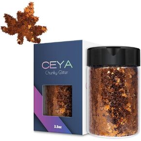 Ceya 3D Star 5mm Confetti Glitter, 1.6oz/ 47g Gold Christmas Chunky Glitter Resin Sparkle Flakes Iridescent Halloween Nail Sequin for Crafts Tumblers, DIY Nail, Mold Art, Birthday Party Festival Decor