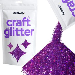 Hemway Craft Glitter - Multi-Size Chunky Fine Glitter Mix for Arts Crafts Tumbler Resin Painting Decorations Epoxy, Cosmetics for Nail Body Festival Art - Silver - 100g / 3.5oz