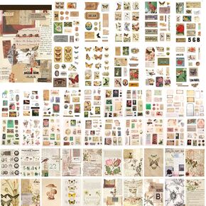 Auguro 410 Aesthetic Scrapbook Stickers, Vintage Stickers for journaling 20 Scrapbook Papers, Scrapbooking Supplies, Adult Stickers for Scrapbooking. Sticker Book for journaling