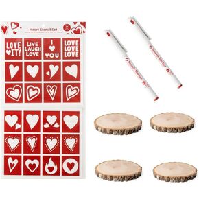 Scorch Marker Date Night DIY Woodburning Bundle, Includes 2 (2mm), 4 Sourwood Wood Slices, Heart Stencil Kit - Perfect for Creating Custom Coasters and Ornaments On Your Special Date in Kuwait