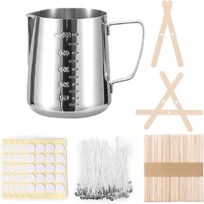 Ziosxin Candle Making Kit, DIY Candle Craft Tools Including 1pcs Wax Melting Pot, 100pcs Candle Wicks, 100pcs Candle Wicks Sticker and 50pcs Candle Wicks Holder in Kuwait