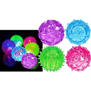 JA-RU Light Up Rubber Spike Balls Fidget Toy (4 Pk) 695-4p | Flashing Lights Bouncing Sensory Ball for Kids. Bulk Fidget Toy, Plus 1 Bouncy Ball. in Saudi Arabia