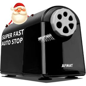 AFMAT Heavy Duty Electric Pencil Sharpener for Classroom, 6 Holes, Electric Pencil Sharpeners for Home, Pencil Sharpener Plug in for 6-11mm Pencils, Auto Stop, Super Fast, Save Pencils, Black in Kuwait