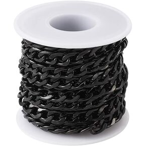 Beadthoven 1Roll 16.4Feet Aluminium Twisted Embossed Curb Chains 20x15x1.8mm Black Twisted Links Cable Necklace Chain Unwelded with Spool for DIY Jewelry Making Findings in Kuwait