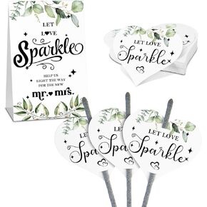 50 Pcs Wedding Sparkler Tags for Weddings Sparkler and 1 Pcs Let Love Sparkle Cards, Heart Shape Sparkler Tags Decor Sign for Wedding Anniversary, Engagement, Bridal Shower, Cards Only(Novelty Style)