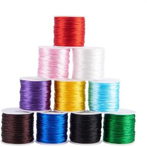 PH PandaHall 328 Yards 1mm Satin Nylon String Rattail Cord Satin Silk Cord Beading String Satin String Thread for Kumihimo Macrame Friendship Bracelet Chinese Knot Dream Catchers Braid Hair 10 Colors