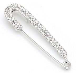 1 PCS 3 Inch Silver Rhinestone Inlaid Alloy Safety Brooch Pins Scarves Buckle Shawl Clip Jewelry Brooch DIY Accessories for Clothing Locking Ornament Fastening Embellish in Saudi Arabia