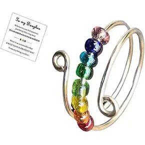 fayudawei to my Daughter قوس قزح الخرز تململ الدائري من أمي، قابل للتعديل حلقات تململ مفتوحة للقلق للنساء حبة الغزل محرك بعيدا القلق للفتيات هدية المجوهرات in Kuwait