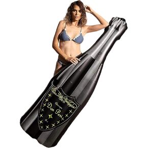Inflatable Pool Float Champagne Bottle | Large Base for Kids and Adults, Ideal for Beach and Pool Parties. Durable and Heavy Duty Float for Non-Stop Relaxation!