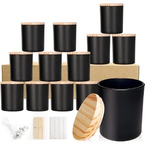 Candle Jars for Making Candles, 7.4OZ Thick Glass Candle Jars with Airtight Lids for Kitchen Bathroom,Bedroom,12Pack Small Candle Hand Making Supplies for DIY Gifts,Wedding Favor,Shower Favors(Black) in Kuwait