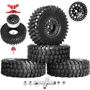 عجلات وإطارات HobbyPark 1.9 Beadlock بارتفاع 120 مم / 4.72 بوصة مع أداة تثبيت لـ Traxxas TRX4 Axial SCX10 II III Redcat Gen8 Gen7 12 مم Hex 1/10 ترقيات الزاحف، 4 مجموعات (أخضر وأسود)