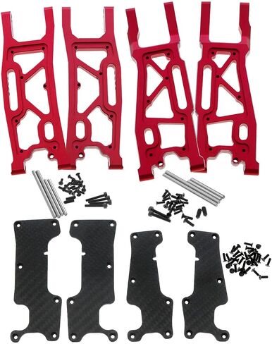 Suspension Arms Upgrades Part for 1/8 Sledge 4WD #95076-4, 4pcs Aluminum Front Rear Swing Arm Hops Up w/Carbon Fibre Dust-Proof Protection Plate,Red in Kuwait