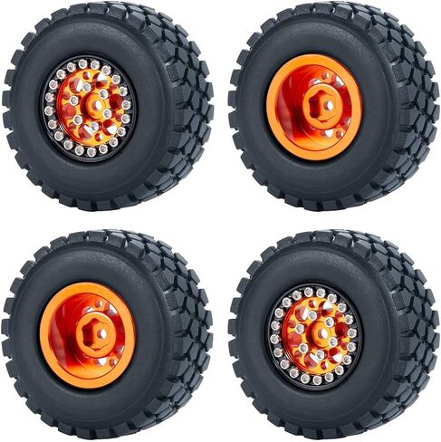 Benedict Harry 4 قطع إطارات وعجلات Beadlock لسيارة 1/24 محورية SCX24 90081 AXI00001 AXI00002 موديل RC الزاحف (فضي) in Saudi Arabia