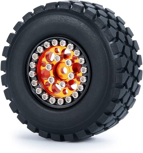 Benedict Harry 4 قطع إطارات وعجلات Beadlock لسيارة 1/24 محورية SCX24 90081 AXI00001 AXI00002 موديل RC الزاحف (فضي) in Saudi Arabia
