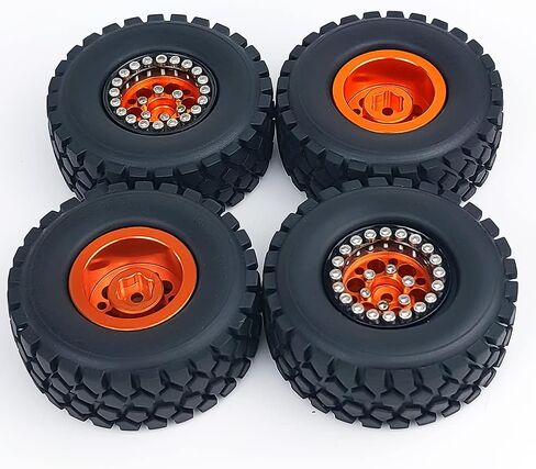 Benedict Harry 4 قطع إطارات وعجلات Beadlock لسيارة 1/24 محورية SCX24 90081 AXI00001 AXI00002 موديل RC الزاحف (فضي) in Saudi Arabia