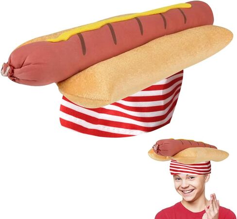 ArtCreativity Funny Hot Dog Hat, 1 PC, Fun Fast Food Hotdog Hat, Soft Plush Costume Accessory Hat, Pizza Party Supplies Decorations, One Size Fits Most, Crazy Silly Hat for Halloween in Saudi Arabia