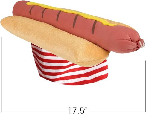 ArtCreativity Funny Hot Dog Hat, 1 PC, Fun Fast Food Hotdog Hat, Soft Plush Costume Accessory Hat, Pizza Party Supplies Decorations, One Size Fits Most, Crazy Silly Hat for Halloween in Saudi Arabia