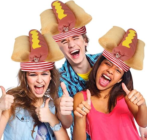 ArtCreativity Funny Hot Dog Hat, 1 PC, Fun Fast Food Hotdog Hat, Soft Plush Costume Accessory Hat, Pizza Party Supplies Decorations, One Size Fits Most, Crazy Silly Hat for Halloween in Saudi Arabia