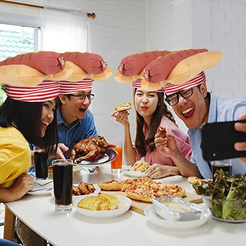 ArtCreativity Funny Hot Dog Hat, 1 PC, Fun Fast Food Hotdog Hat, Soft Plush Costume Accessory Hat, Pizza Party Supplies Decorations, One Size Fits Most, Crazy Silly Hat for Halloween in Saudi Arabia