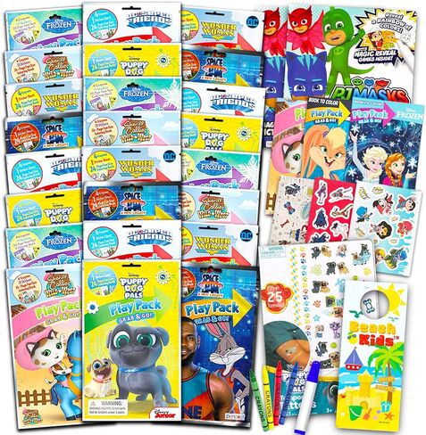 (24 عبوة) مجموعة كتب تلوين للاطفال مع ادوات تلوين، مجموعة هدايا حفلات كبيرة للاولاد والبنات - كتب أنشطة شخصيات كرتونية للاميرة والبطل الخارق للاطفال | حزمة تلوين in Kuwait