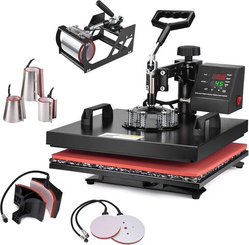 ماكينة ضغط حراري 8 في 1 من Slendor مقاس 15 × 15 بوصة، تأرجح 360 درجة بعيدًا، آلة ضغط تي شيرت رقمية متعددة الوظائف، مجموعة تصعيد نقل الحرارة للقمصان والأكواب وغطاء لوحة القبعة in Kuwait