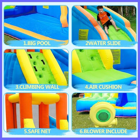 Doctor Dolphin Inflatable Bounce House Water Slide, Bouncy House with Slide, Water Bounce House with Waterslide, Water Park for Wet and Dry(Blower Included) in Kuwait