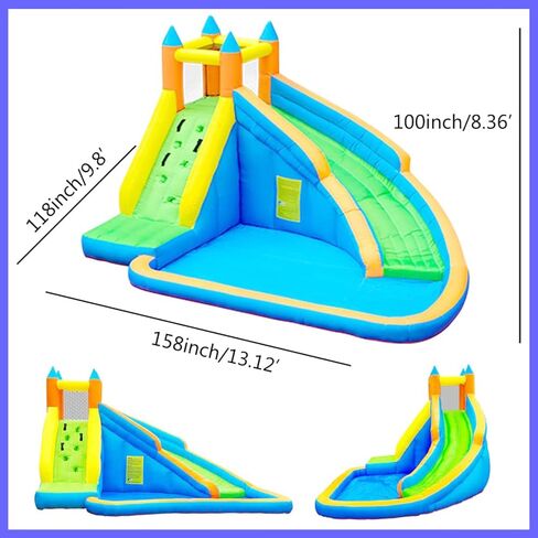 Doctor Dolphin Inflatable Bounce House Water Slide, Bouncy House with Slide, Water Bounce House with Waterslide, Water Park for Wet and Dry(Blower Included) in Kuwait