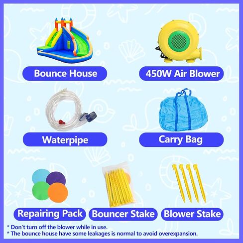 Doctor Dolphin Inflatable Bounce House Water Slide, Bouncy House with Slide, Water Bounce House with Waterslide, Water Park for Wet and Dry(Blower Included) in Kuwait