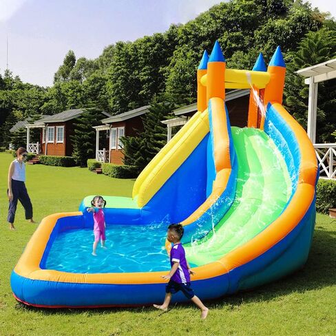 Doctor Dolphin Inflatable Bounce House Water Slide, Bouncy House with Slide, Water Bounce House with Waterslide, Water Park for Wet and Dry(Blower Included) in Kuwait