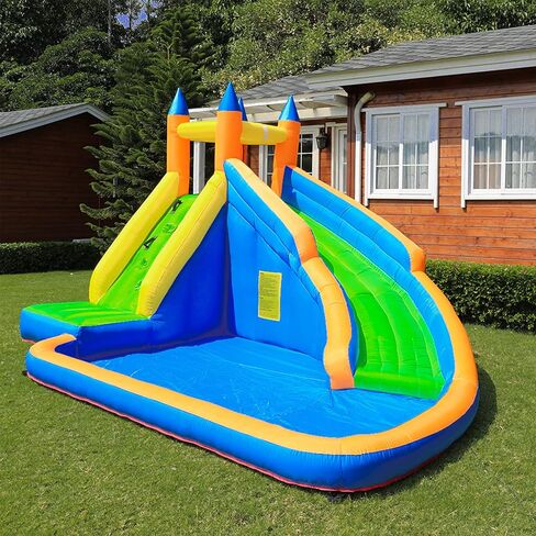 Doctor Dolphin Inflatable Bounce House Water Slide, Bouncy House with Slide, Water Bounce House with Waterslide, Water Park for Wet and Dry(Blower Included) in Kuwait