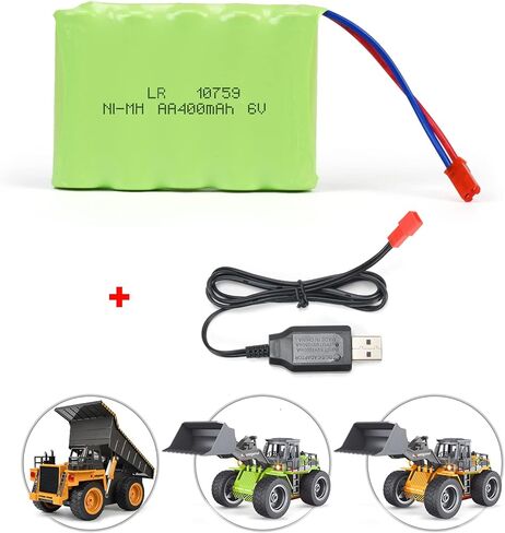 kolegend 6V 400Mah NiMH Rechargeable Battery with USB Charger Cable for 1540 and1520 Construction Vehicle in Kuwait