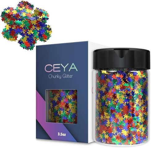 Ceya 3D Star 5mm Confetti Glitter, 1.6oz/ 47g Gold Christmas Chunky Glitter Resin Sparkle Flakes Iridescent Halloween Nail Sequin for Crafts Tumblers, DIY Nail, Mold Art, Birthday Party Festival Decor in Kuwait